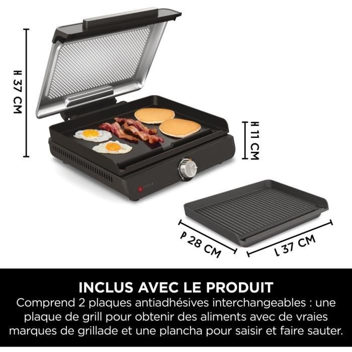 Grill et plancha d'intÈrieur - NINJA - Sizzle GR101EU - 34 x 8 x 13,5 cm - Noir