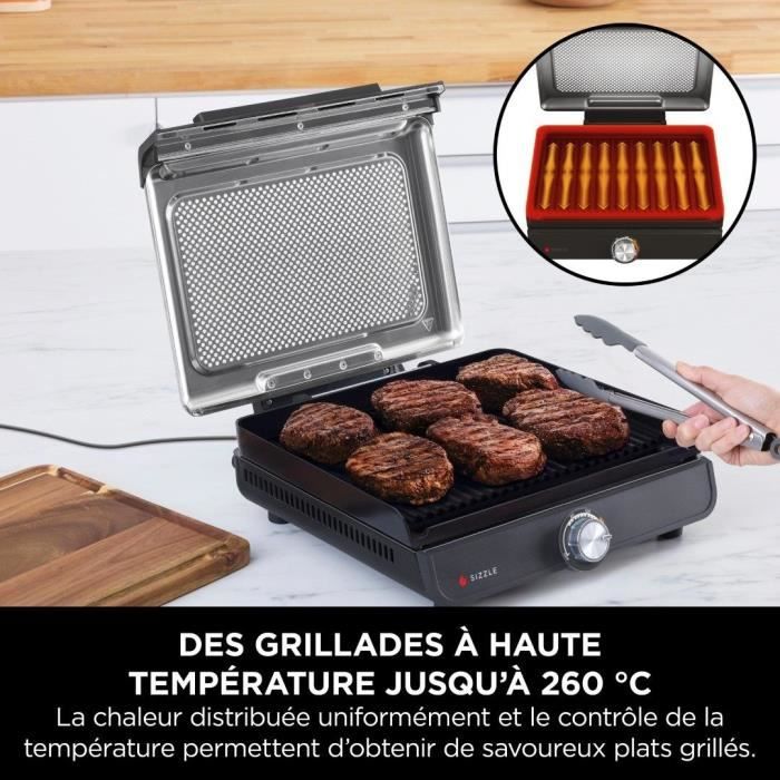 Grill et plancha NINJA - Sizzle GR101EU - Surface 34x8x13,5cm - Jusqu'a 260°C