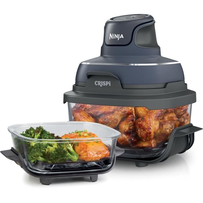 Friteuse sans huile portable NINJA - CRISPI - Récipients 1,4L et 3,8L - 4 programmes prédéfinis - 1700W - Bleu