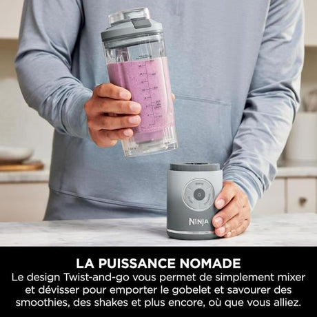 Blender portable NINJA Blast Max - BC251EUSL - bol 530 ml - autonomie 2h - sans fil - sans BPA - argent