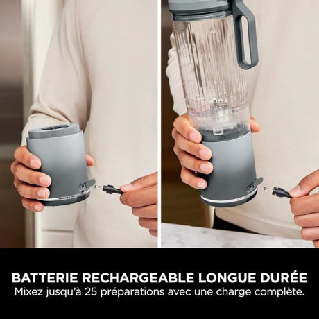 Blender portable NINJA Blast Max - BC251EUSL - bol 530 ml - autonomie 2h - sans fil - sans BPA - argent