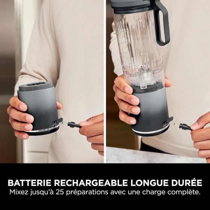 Blender portable NINJA Blast Max - BC251EUGY - bol 530 ml - autonomie 2h - sans fil - sans BPA - gris