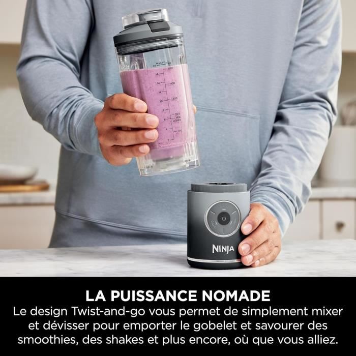 Blender portable NINJA Blast Max - BC251EUGY - bol 530 ml - autonomie 2h - sans fil - sans BPA - gris