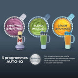 Blender - NINJA - BlendBoss DB351EUCY - 1200 W - 3 programmes - Gobelet 760 ml avec poignée - Sans BPA - Bleu nuit