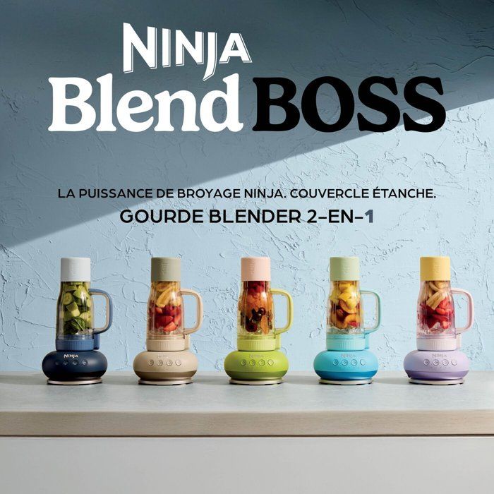 Blender - NINJA - BlendBoss DB351EUCY - 1200 W - 3 programmes - Gobelet 760 ml avec poignée - Sans BPA - Bleu nuit