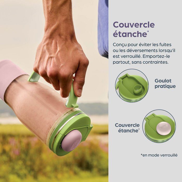 Blender - NINJA - BlendBoss DB351EUCY - 1200 W - 3 programmes - Gobelet 760 ml avec poignée - Sans BPA - Bleu nuit