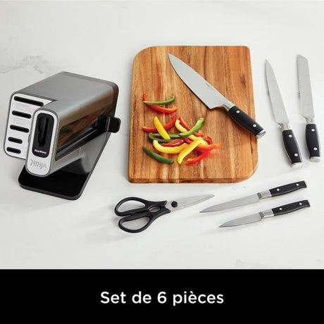 Bloc-couteaux - NINJA FOODI - StaySharp K32006EU - Avec affűteur - Ensemble de couteaux -  6 pieces aiguisées - Noir