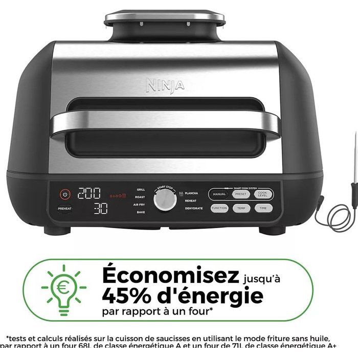 Grille-viande NINJA - Foodi Max Pro AG651EU - Capacité 3,8L - Argent / Noir - 2460W