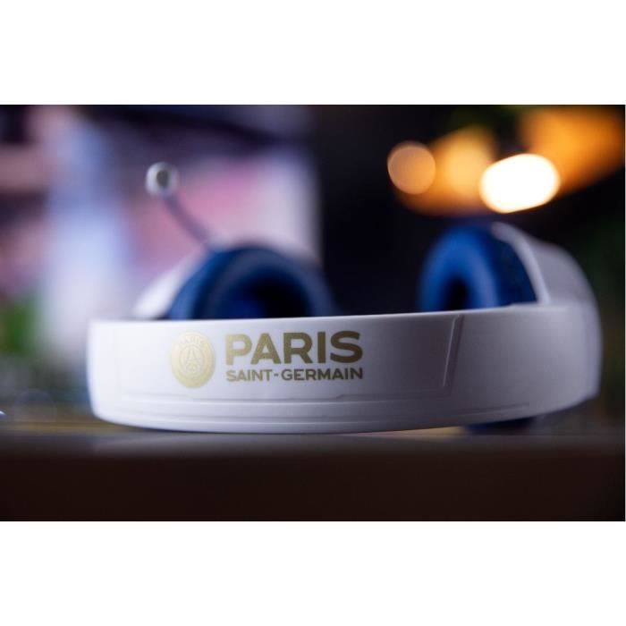 Casque gaming filaire - KONIX - Micro 45° - Câble 1,5 m - Blanc et bleu - Confort Soft Touch