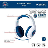 Casque gaming filaire - KONIX - Micro 45° - Câble 1,5 m - Blanc et bleu - Confort Soft Touch