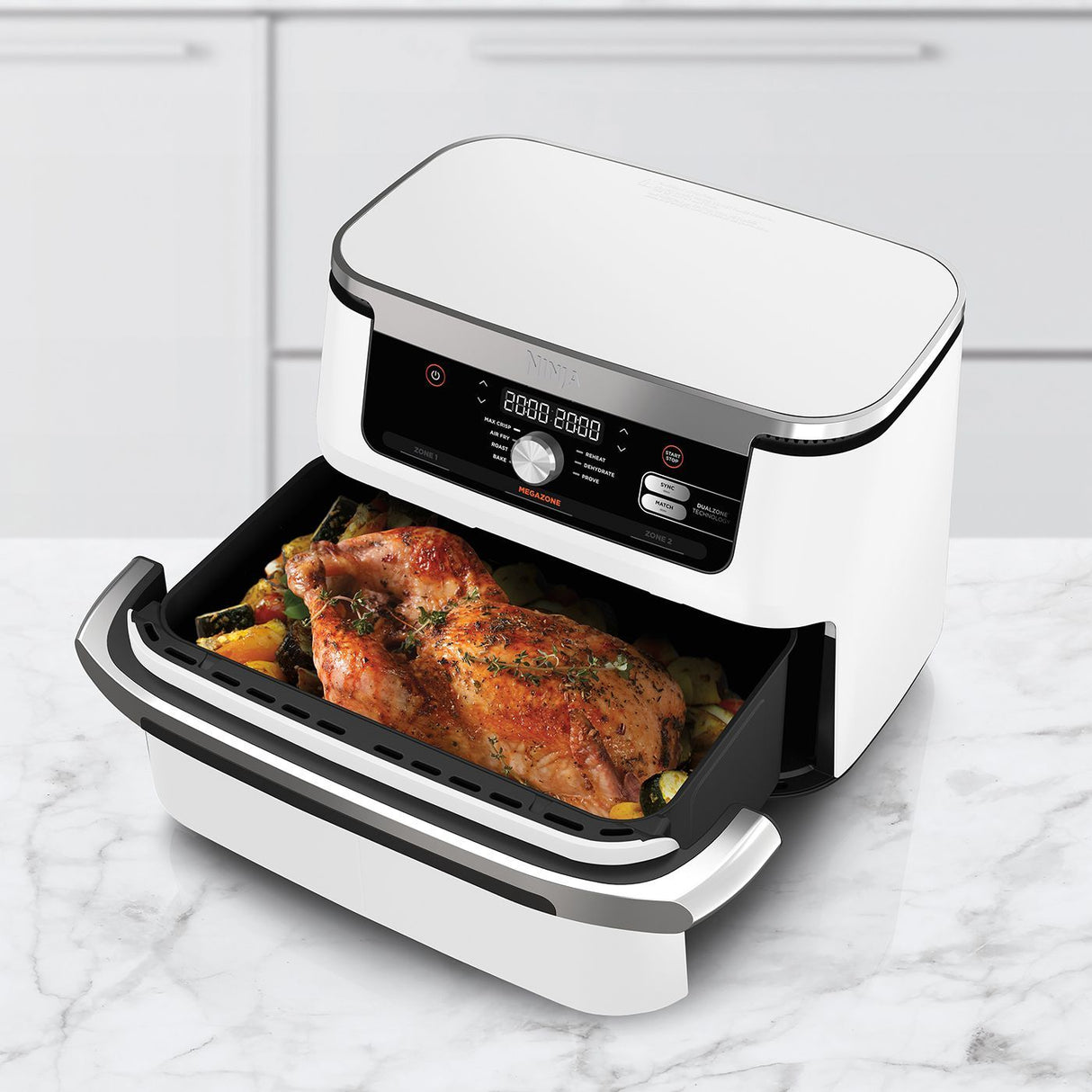 Friteuse sans huile NINJA - Foodi Flex AF500EUWH - Capacité 10,4L - 7 programmes de cuisson - Blanc - 2470W