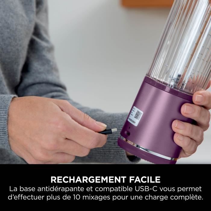 Blender portable Ninja Blast - BC151EUPR - bol 530 ml - autonomie 2h - sans fil - sans BPA - violet