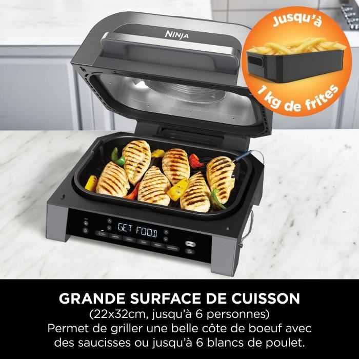 Grill & Friteuse sans huile - NINJA - MAX 6-en-1 DG551EU - 1760 W - 6 modes de cuisson - Gris