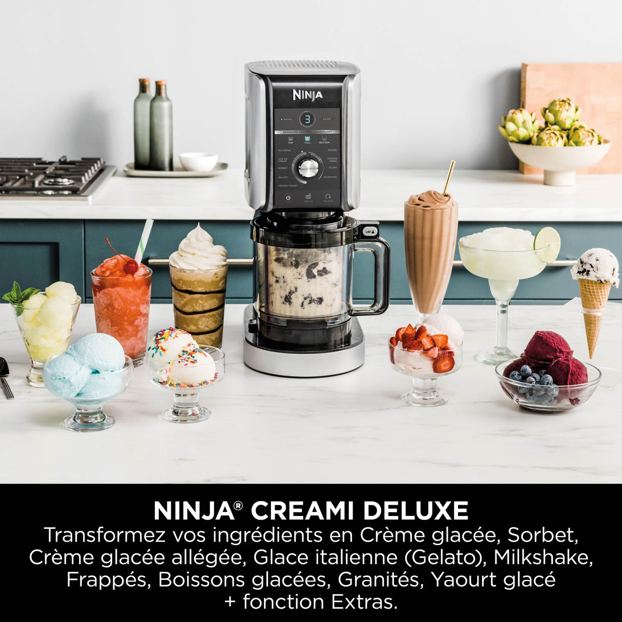Machine a glaces NINJA - CREAMi Deluxe NC502EU - 2 pots inclus 709ml - 10 programmes