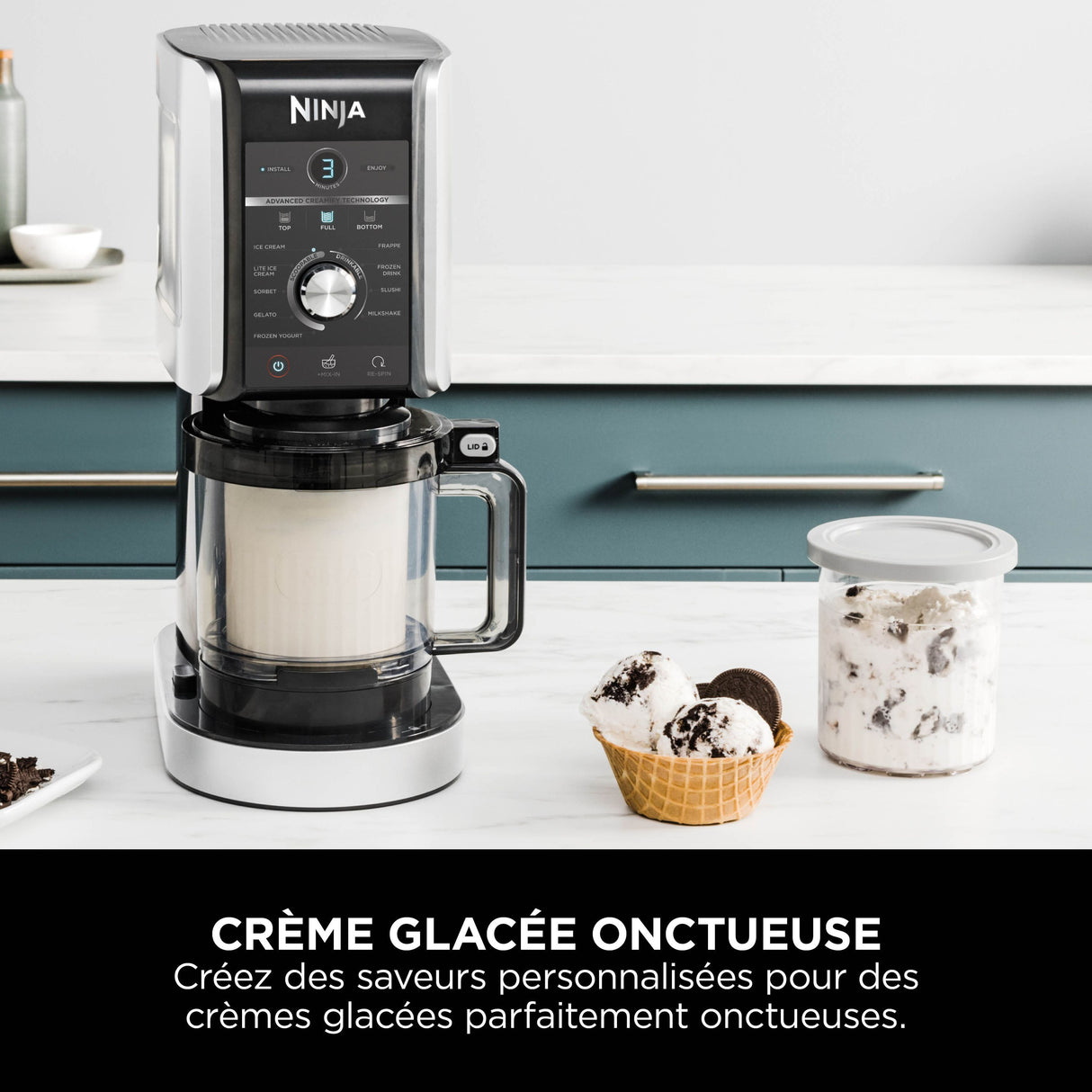 Machine a glaces NINJA - CREAMi Deluxe NC502EU - 2 pots inclus 709ml - 10 programmes