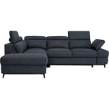 Canapé d'angle convertible - 5 places - NINA - Tissu Noir - Coffre - 255 x 208 x 73 cm