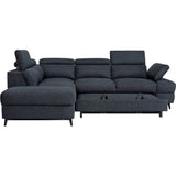 Canapé d'angle convertible - 5 places - NINA - Tissu Noir - Coffre - 255 x 208 x 73 cm