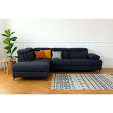 Canapé d'angle convertible - 5 places - NINA - Tissu Noir - Coffre - 255 x 208 x 73 cm