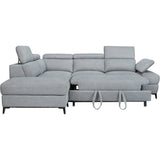 Canapé d'angle convertible - 5 places - NINA - Tissu Gris - Coffre - 255 x 208 x 73 cm