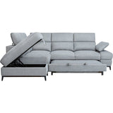 Canapé d'angle convertible - 5 places - NINA - Tissu Gris - Coffre - 255 x 208 x 73 cm