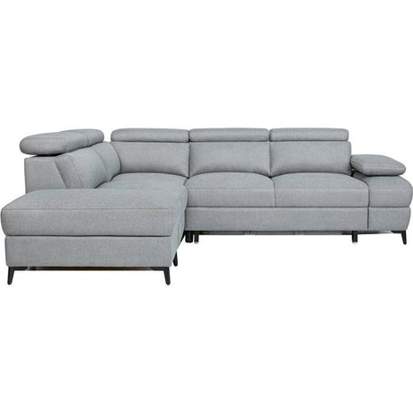 Canapé d'angle convertible - 5 places - NINA - Tissu Gris - Coffre - 255 x 208 x 73 cm