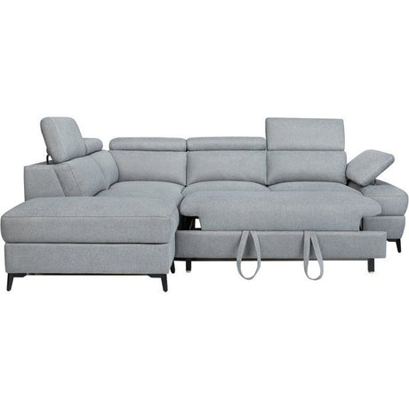 Canapé d'angle convertible - 5 places - NINA - Tissu Gris - Coffre - 255 x 208 x 73 cm