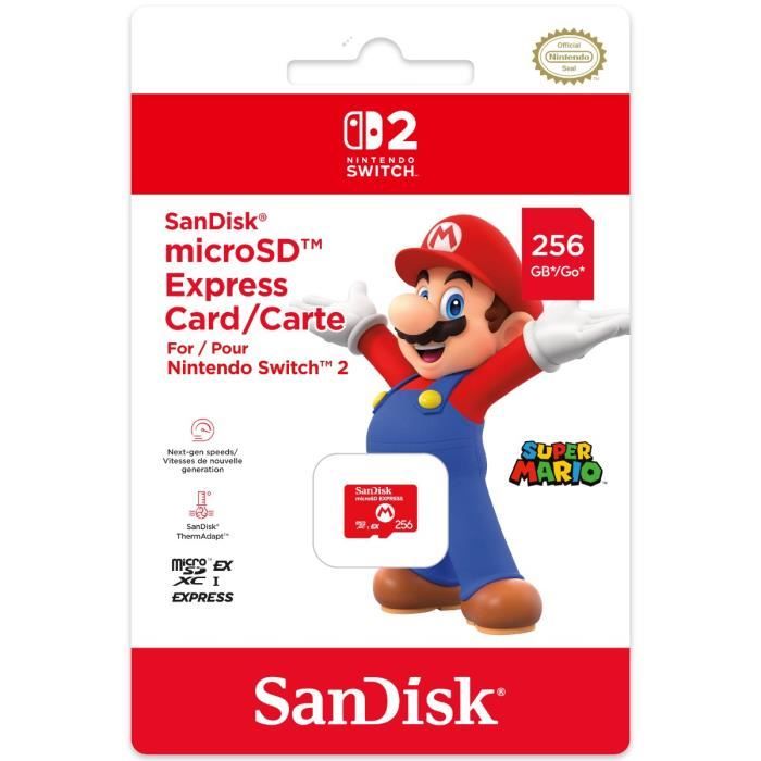 Carte mémoire Micro SD Express 256Go Sandisk pour Nintendo Switch 2