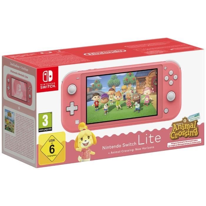 Console portable Nintendo Switch Lite  Corail + Animal Crossing: New Horizons (Téléchargement)