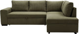 Canapé d'angle convertible réversible - 4/5 places - NIRVANA - Tissu velours cotelé Kaki - Coffre de rangement - 247 x 87 x 183 cm