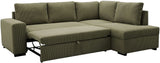 Canapé d'angle convertible réversible - 4/5 places - NIRVANA - Tissu velours cotelé Kaki - Coffre de rangement - 247 x 87 x 183 cm