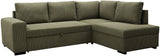 Canapé d'angle convertible réversible - 4/5 places - NIRVANA - Tissu velours cotelé Kaki - Coffre de rangement - 247 x 87 x 183 cm