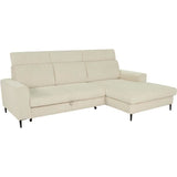 Canapé d'angle convertible - 4 places - NIZZA - Velours côtelé Beige - Coffre - 250 x 166 x 92/104 cm