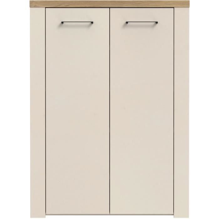 Meuble de rangement - Décor Sable & chene - L86,3 x P41,3 x H118,3 cm - NELLEKE