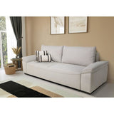 Canapé convertible avec coffre - 3 a 4 places - NORMAN - Tissu beige - 240 x 85 x 85 cm