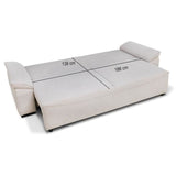 Canapé convertible avec coffre - 3 a 4 places - NORMAN - Tissu beige - 240 x 85 x 85 cm