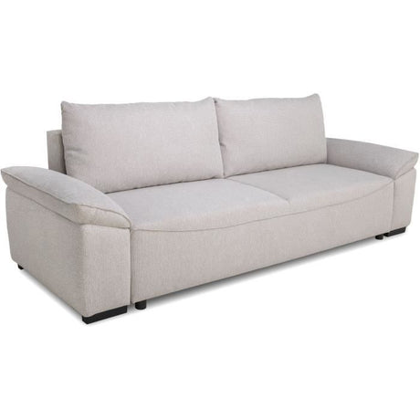 Canapé convertible avec coffre - 3 a 4 places - NORMAN - Tissu beige - 240 x 85 x 85 cm