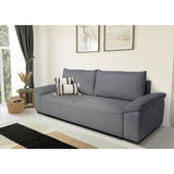 Canapé convertible avec coffre - 3 a 4 places - NORMAN - Tissu anthracite - 240 x 85 x 85 cm