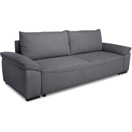 Canapé convertible avec coffre - 3 a 4 places - NORMAN - Tissu anthracite - 240 x 85 x 85 cm