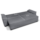 Canapé convertible avec coffre - 3 a 4 places - NORMAN - Tissu anthracite - 240 x 85 x 85 cm