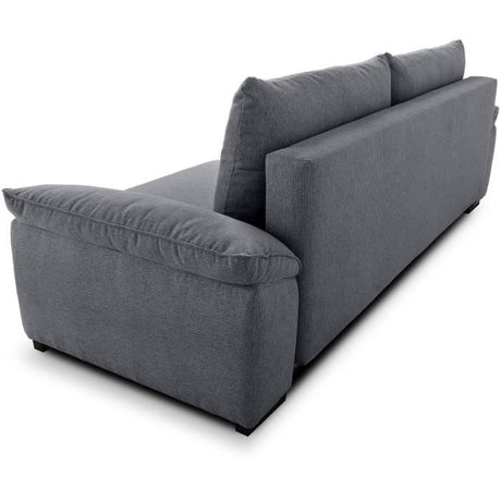 Canapé convertible avec coffre - 3 a 4 places - NORMAN - Tissu anthracite - 240 x 85 x 85 cm