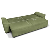 Canapé convertible avec coffre - 3 a 4 places - NORMAN - Tissu olive - 240 x 85 x 85 cm