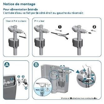 Robinet flotteur latéral pour réservoir WC - NOVOBAIN - Embout en laiton