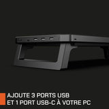 Réhausseur d'écran - NOVA GAMING - Celestium - Hub intégré - LED RGB - Noir