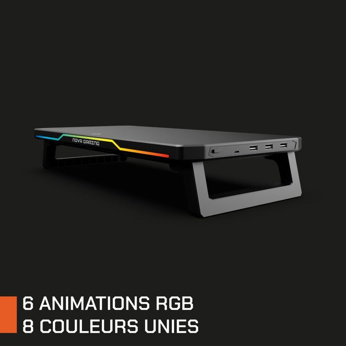 Réhausseur d'écran - NOVA GAMING - Celestium - Hub intégré - LED RGB - Noir
