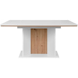Table extensible - ARONA - Rectangulaire - 10 personnes - 160/200 x 76 x 90 cm - Blanc / chene artisan