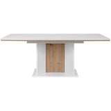 Table extensible - ARONA - Rectangulaire - 10 personnes - 160/200 x 76 x 90 cm - Blanc / chene artisan