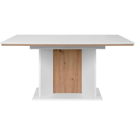 Table extensible - ARONA - Rectangulaire - 10 personnes - 160/200 x 76 x 90 cm - Blanc / chene artisan