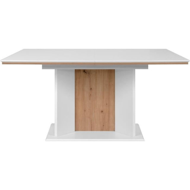 Table extensible - ARONA - Rectangulaire - 10 personnes - 160/200 x 76 x 90 cm - Blanc / chene artisan