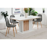 Table extensible - ARONA - Rectangulaire - 10 personnes - 160/200 x 76 x 90 cm - Blanc / chene artisan