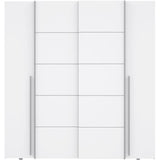 Armoire NARAGO - Décor Blanc mat - 2 portes coulissantes + 2 portes battantes + 2 penderies - L200 x P61 x H210 cm